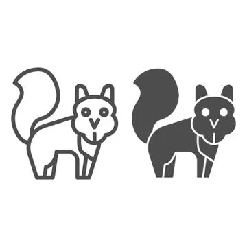 Squirrel line and solid icon. Marmot simple silhouette, standing and looking at Stock Illustration