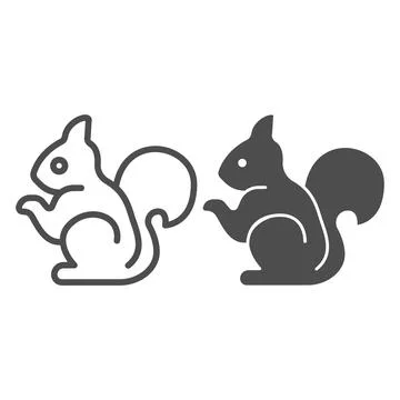 Squirrel line and solid icon, worldwildlife concept, forest squirrel vector sign 스톡 일러스트