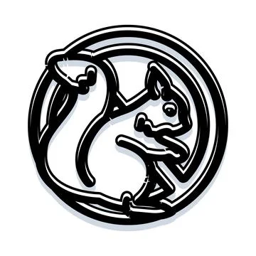 Squirrel line art illustration a circular logo Illustrazione stock