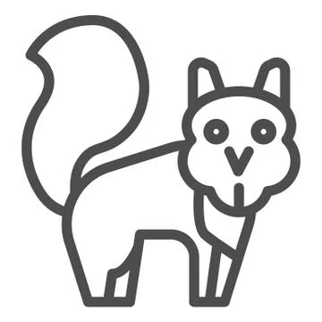 Squirrel line icon. Marmot simple silhouette, standing and looking at you Stock Illustration
