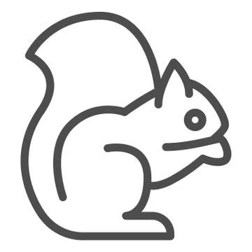 Squirrel line icon. Sitting forest animal, simple silhouette. Animals vector Stock Illustration