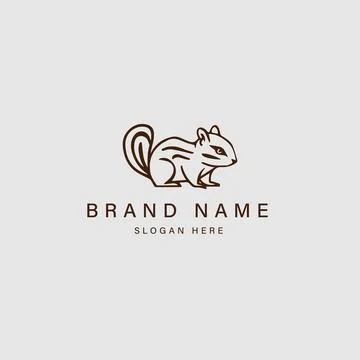 Squirrel logo, icon design with a long tail sitting Stock Illustration
