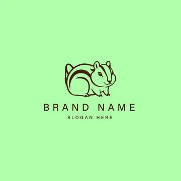 Squirrel logo, icon design with a long tail sitting Stock Illustration