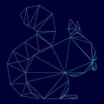 Squirrel low poly triangulation triangulated polygonal electric cyan blue v.. 库存插图