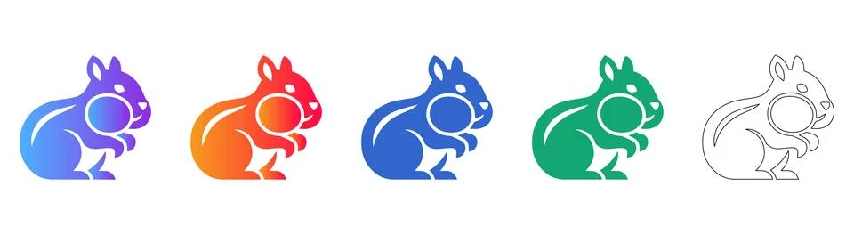 Squirrel Mascot Logo Icon Set Illustrazione stock