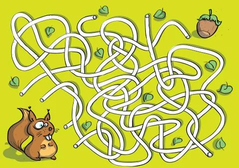 Squirrel Maze Game Stock Illustration