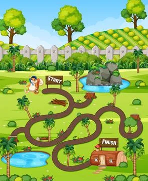 A squirrel maze games template Stock Illustration