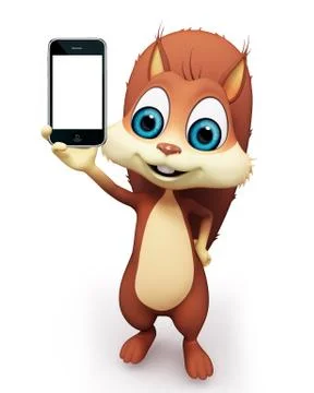 Squirrel with mobile Stock Illustration