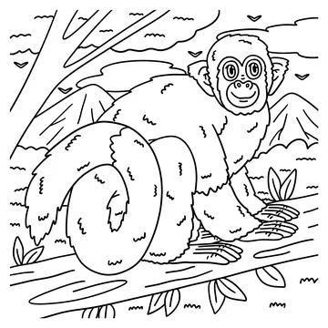 Squirrel Monkey Animal Coloring Page for Kids 스톡 일러스트