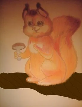 Squirrel with mushroom Stock Illustration