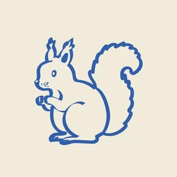Squirrel Naive Art Hand Drawn Vector Illustration Stock Illustration