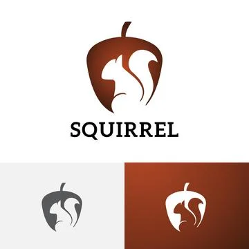 Squirrel Nut Chipmunk Abstract Negative Space Logo Stock Illustration