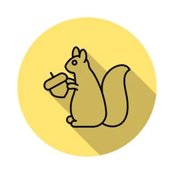 Squirrel outline icon in long shadow style Stockillustratie