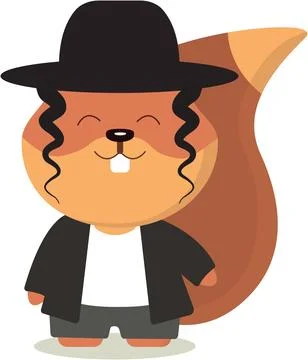 Squirrel with paces in a hat Stock Illustration