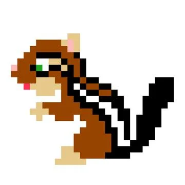 Squirrel pattern. Pixel squirrel image. Vector Illustration of pixel art. 스톡 일러스트