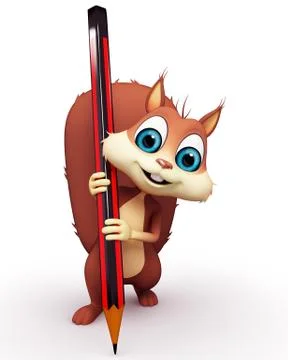 Squirrel with pencil Illustrazione stock