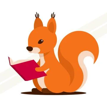 Squirrel-reads-a-book Stock Illustration