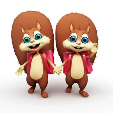 Squirrel with school bag Stock Illustration