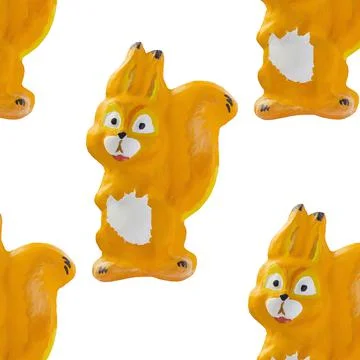Squirrel seamless pattern on white background. Rodent. Stock Photos