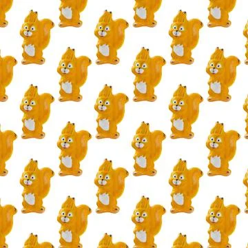 Squirrel seamless pattern on white background. Rodent. Stock Photos