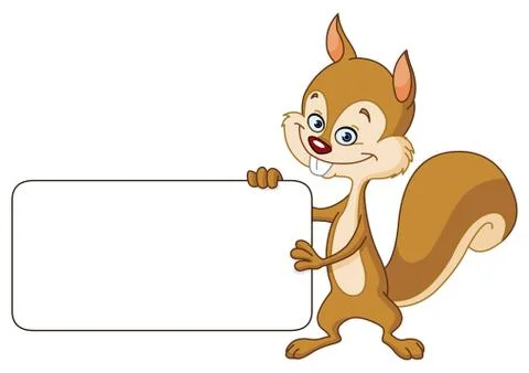 Squirrel with sign Illustrazione stock