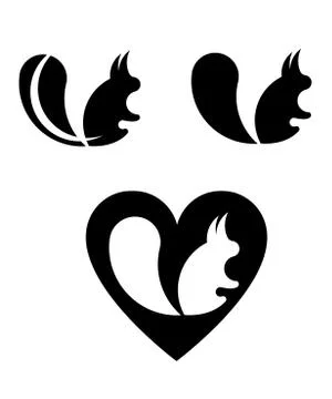 Squirrel Silhouette Logo Design Stock Illustration