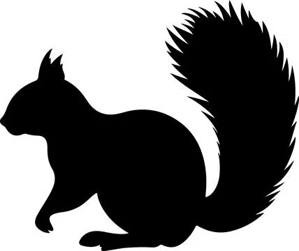 Squirrel Silhouette Vector Illustration White Background Stock Illustration