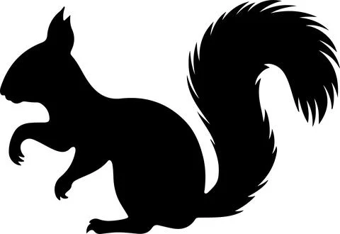 Squirrel Silhouette Vector Illustration White Background Stock Illustration