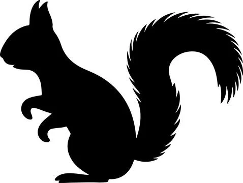 Squirrel Silhouette Vector Illustration White Background Illustrazione stock