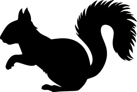 Squirrel Silhouette Vector Illustration White Background Illustrazione stock