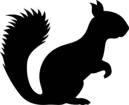 Squirrel Silhouette Vector Illustration White Background Illustrazione stock