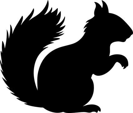 Squirrel Silhouette Vector Illustration White Background Stock Illustration