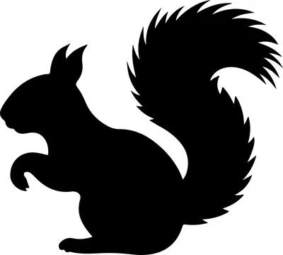 Squirrel Silhouette Vector Illustration White Background Stock Illustration