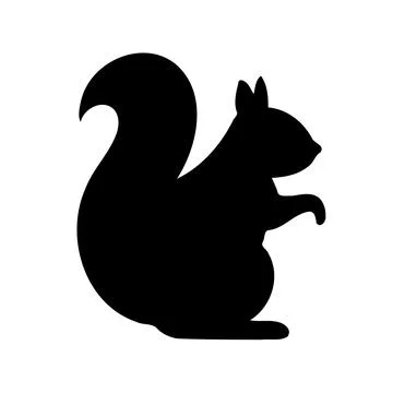 Squirrel Silhouette on White Background Image Stock Illustration