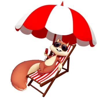 Squirrel sitting on the beach chair Stock Illustration