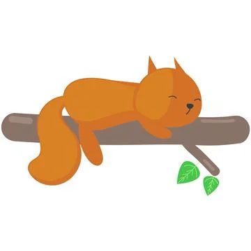 Squirrel sleep vector, cartoon animal asleep icon Ilustración de archivo