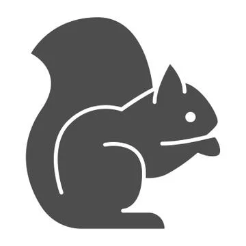 Squirrel solid icon. Sitting forest animal, simple silhouette. Animals vector Stock Illustration
