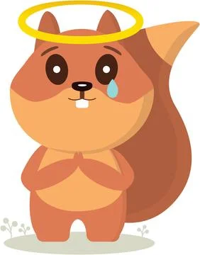 Squirrel with tears in his eyes. Vector graphics on the theme of help Stock Illustration
