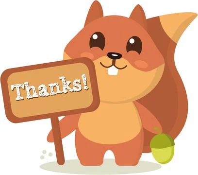 Squirrel with a thank you sign. vector graphics on the theme of friendship Stock Illustration