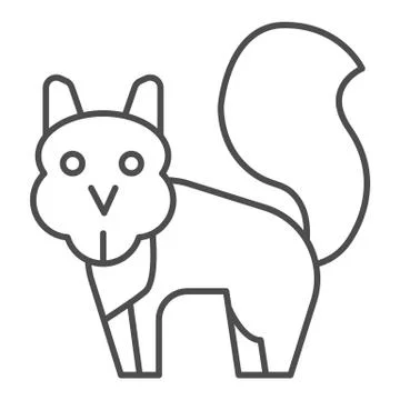 Squirrel thin line icon. Marmot simple silhouette, standing and looking at you Stock Illustration