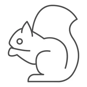 Squirrel thin line icon. Sitting forest animal, simple silhouette. Animals Stock Illustration