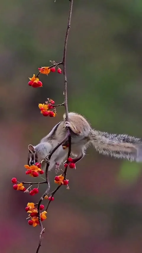 Squirrel on a tree branch Stock Footage 326766146