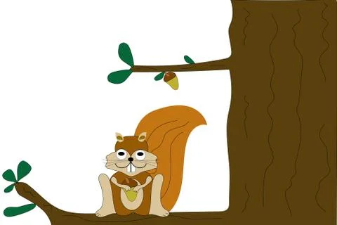 Squirrel in Tree Illustrazione stock