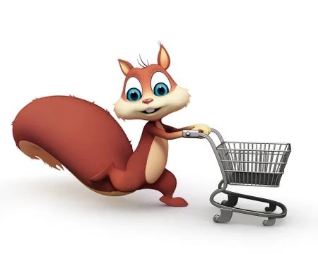 Squirrel with trolley Stock Illustration