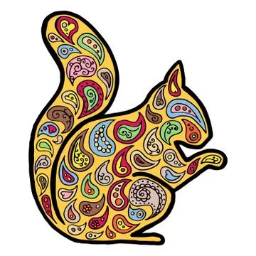 Squirrel vector. Animal zen tangle. Coloring book Wildlife. Stock Illustration