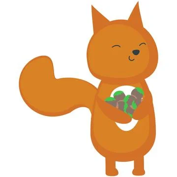 Squirrel vector with autumn nuts animal icon Stock Illustration