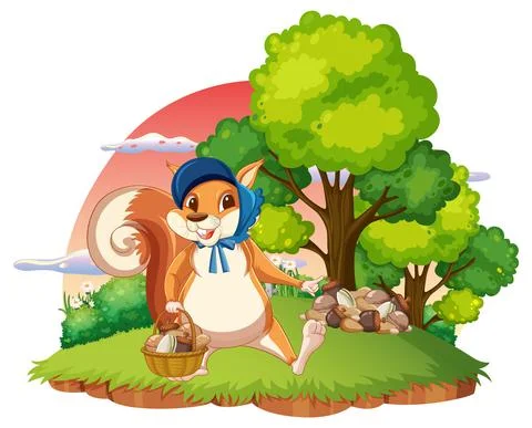 A squirrel walking on island Stock Illustration