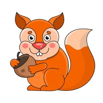 Squirrel On A White Background, Vector Illustration Illustrazione stock