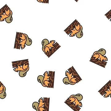 Squirrel wild animal vector seamless pattern Stock Illustration