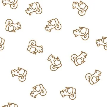 Squirrel wild animal vector seamless pattern Illustrazione stock